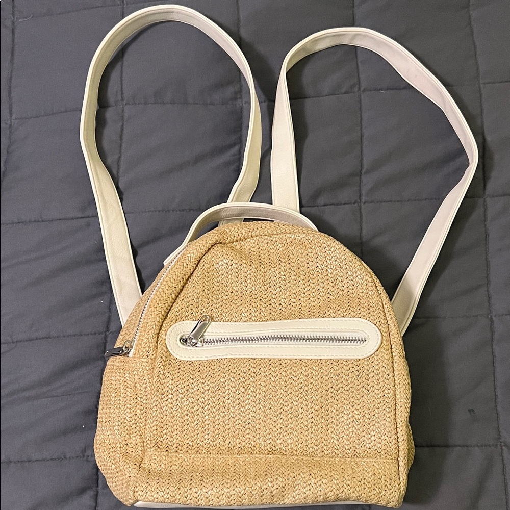 Stylish Tan and White Beachy Women's Mini Backpack